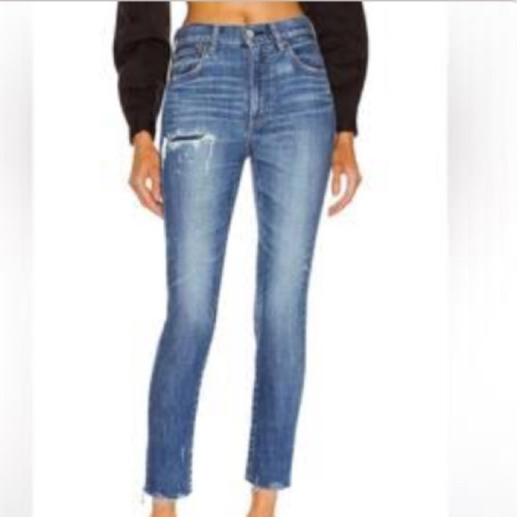 Moussy Vintage Hammond Skinny Jeans Distressed Raw Hem Denim Size 25 - Picture 4 of 14